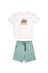 Completo bianco e verde con stampa Explorer Pitt kids PT-B-SE-9009