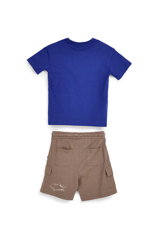 Modro-rjava obleka s potiskom morskega psa Pitt kids PT-B-SE-9035