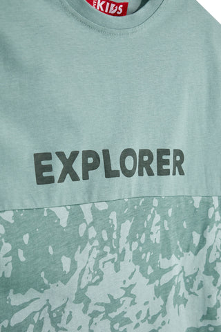 Zelena majica s potiskom Explorer Pitt kids PT-B-T-9010