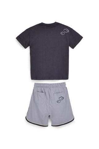 Siva obleka z majico in kratkimi hlačami Pitt kids PT-B-SE-9029