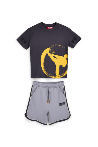 Siva obleka z majico in kratkimi hlačami Pitt kids PT-B-SE-9029