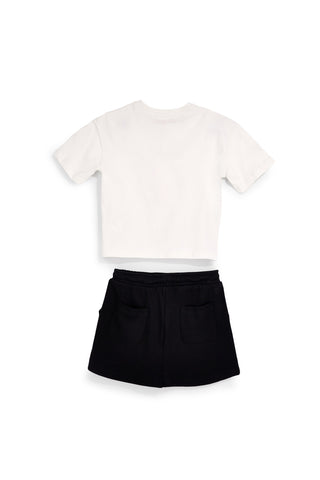 Črno-bela bombažna majica in krilo Pitt kids Pt-b-9051