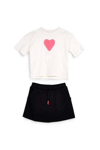 Črno-bela bombažna majica in krilo Pitt kids Pt-b-9051