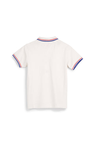 Bela polo majica s kontrastnim ovratnikom Pitt kids Pt-b-pl-9053