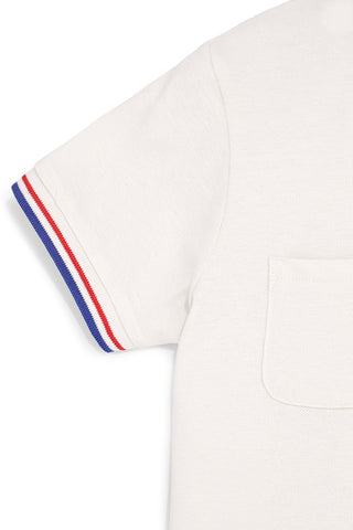 Bela polo majica s kontrastnim ovratnikom Pitt kids Pt-b-pl-9053