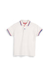 Bela polo majica s kontrastnim ovratnikom Pitt kids Pt-b-pl-9053