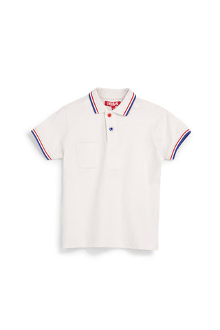Bela polo majica s kontrastnim ovratnikom Pitt kids Pt-b-pl-9053