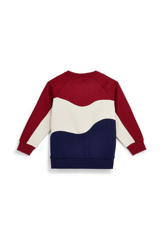 Felpa color block rossa con interno felpato Pitt kids PTBF2610