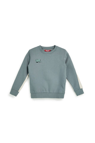 Felpa grigio verde interno felpato Pitt kids PTBF2615