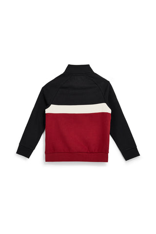 Felpa nera e rossa con mezza zip e patch in cotone felpato Pitt kids PTBF2620