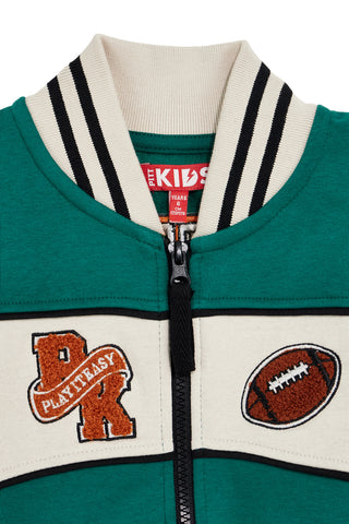 Felpa verde con zip e interno felpato Pitt kids PTBF2622