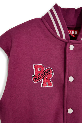 Felpa college fucsia con bottoni e interno felpato Pitt kids PTGF2627