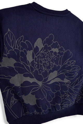 Felpa blu con stampa floreale e interno felpato Pitt kids PTGF2633