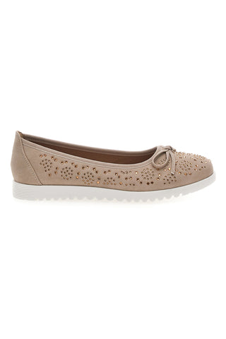 Bež balerinke z bleščicami in okrasnim pentljem MIO TEMPO MINA362