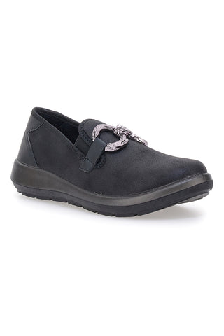 Črni slip on čevlji z dekorativnim dodatkom Inblu 67 WG