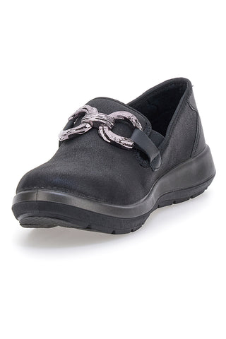 Črni slip on čevlji z dekorativnim dodatkom Inblu 67 WG