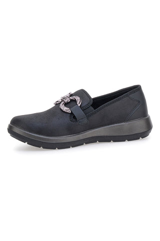 Črni slip on čevlji z dekorativnim dodatkom Inblu 67 WG