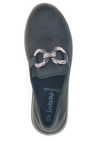Črni slip on čevlji z dekorativnim dodatkom Inblu 67 WG