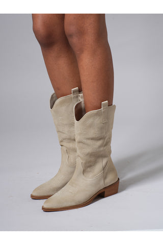 Pittarello Glam 7406 Beige Genuine Leather Texan Boots