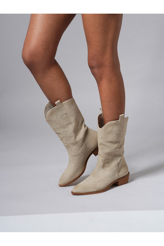 Pittarello Glam 7406 Beige Genuine Leather Texan Boots