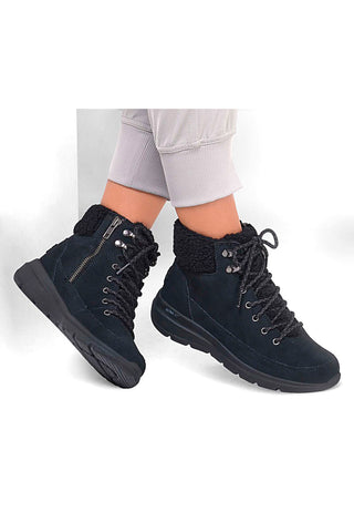 Črni oblazinjeni škornji SKECHERS GLACIAL ULTRA WOODLANDS