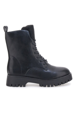 Črni škornji z zadrgo in bleščečimi sprednjimi deli ENERGY 265