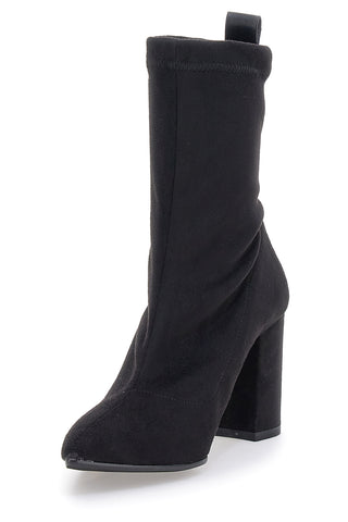 Črni čevlji s peto 8 cm, suede efekt Pittarello Class 636