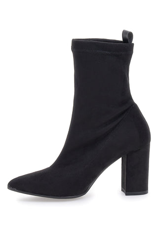 Črni čevlji s peto 8 cm, suede efekt Pittarello Class 636