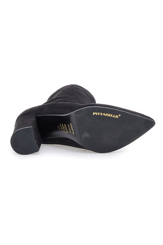 Črni čevlji s peto 8 cm, suede efekt Pittarello Class 636