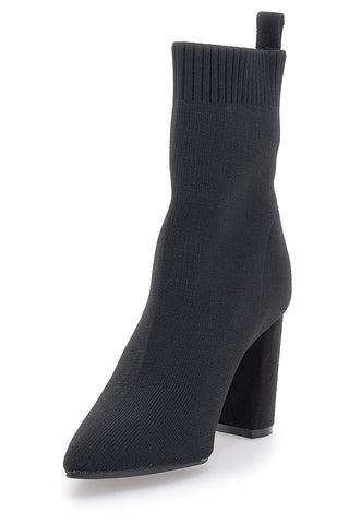 Črni čevlji Socks z visoko peto The First 484