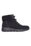 Črni usnjeni škornji s podlogo iz flisa Skechers Glacial Ultra Woodlands