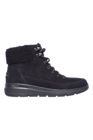 Črni usnjeni škornji s podlogo iz flisa Skechers Glacial Ultra Woodlands