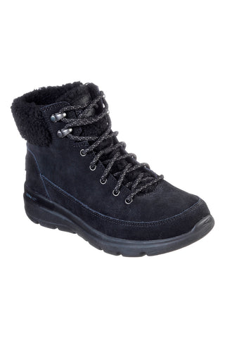 Črni usnjeni škornji s podlogo iz flisa Skechers Glacial Ultra Woodlands