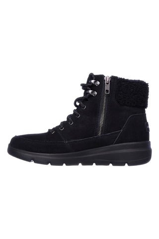 Črni usnjeni škornji s podlogo iz flisa Skechers Glacial Ultra Woodlands
