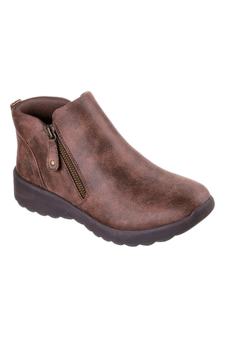 Rjavi škornji z zadrgo in Memory Foam Skechers Lovely Vibe Fall In Bloom