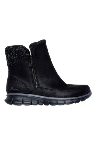 Črni gležnarji z obdelanim vratom in Warm Tech Memory Foam Skechers Synergy Lovely Collab