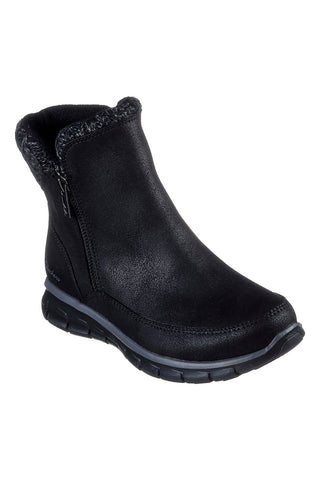 Črni gležnarji z obdelanim vratom in Warm Tech Memory Foam Skechers Synergy Lovely Collab