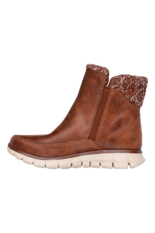 Rjavi škornji iz veganskega usnja z Warm Tech Memory Foam Skechers Synergy Lovely Collab