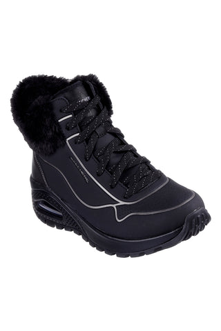 Črni superge s krzno in bleščečimi detajli Skechers UNO RUGGED FALL SHIMMER