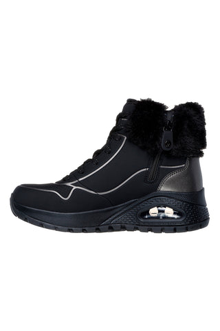 Črni superge s krzno in bleščečimi detajli Skechers UNO RUGGED FALL SHIMMER