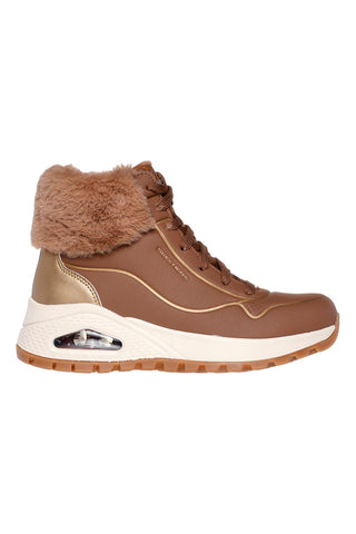 Rjavi superge s svetlečimi detajli in krzno Skechers UNO RUGGED FALL SHIMMER