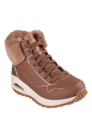 Rjavi superge s svetlečimi detajli in krzno Skechers UNO RUGGED FALL SHIMMER