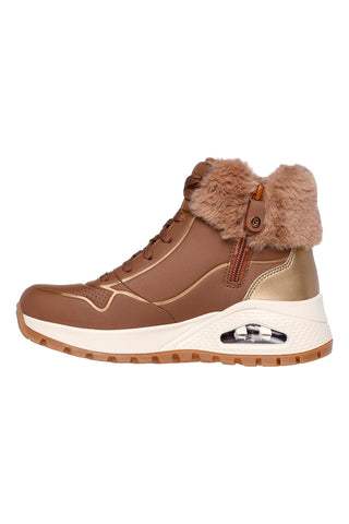 Rjavi superge s svetlečimi detajli in krzno Skechers UNO RUGGED FALL SHIMMER