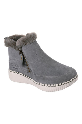 Sive usnjene gležnarje s krznom in Memory Foam Skechers Wilshire Blvd Fresh Zip