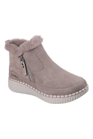 Taupe usnjene gležnarje z zadrgo in spominsko peno Skechers Wilshire Blvd Fresh Zip