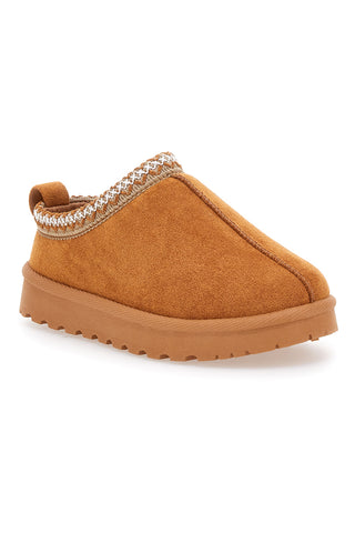 Pantofle Slip-on kamelje barve z okrašenim robom in notranjostjo iz toplega krzna Pittarello Love PK1859B