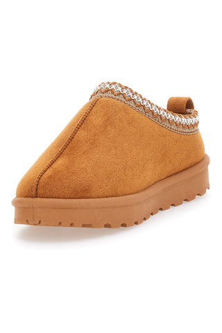 Pantofle Slip-on kamelje barve z okrašenim robom in notranjostjo iz toplega krzna Pittarello Love PK1859B