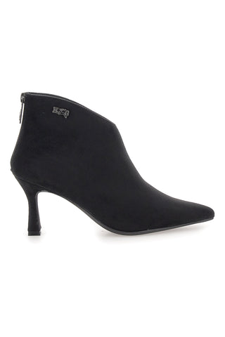 Črni čevlji iz tkanine s peto v obliki koluta in zadnjim zadrgo Nazareno Gabrieli 3707