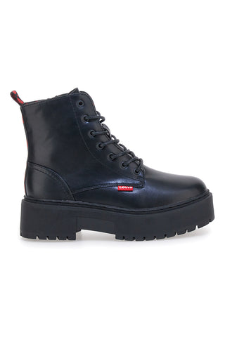 Črni platformski čevlji z zadrgo na strani in logotipom Levi's VCOO0021S