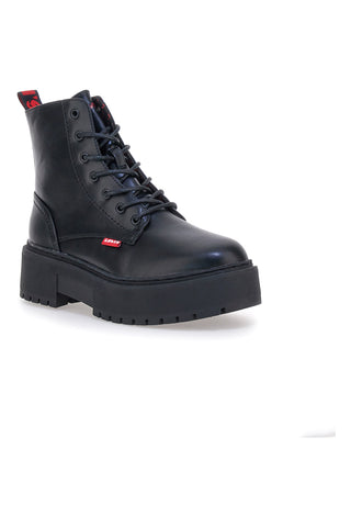 Črni platformski čevlji z zadrgo na strani in logotipom Levi's VCOO0021S